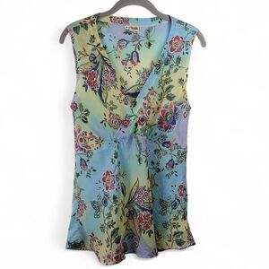 Tianello Beth Sleeveless Floral Top Sz Medium Lightweight